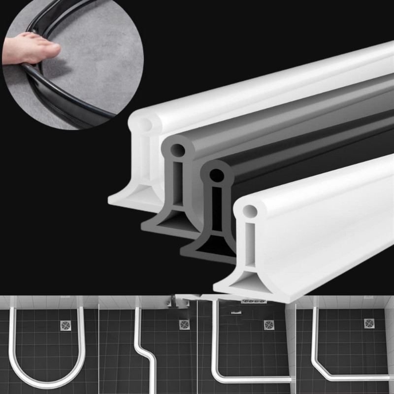 Bendable Bathroom Water Stopper Self-Adhesive Silicone Retaining Strip Water Shower Dam Flood