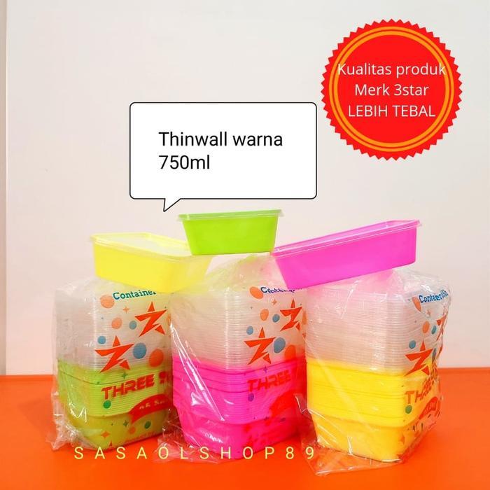 Thinwall 750ml warna persegi panjang kotak makan plastik 750ml