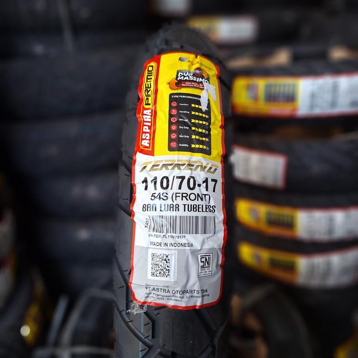 Ban Depan Aspira Premio Terreno 110/70-17 ring 17 Tubeless untuk CBR250R, Ninja 250, Ninja ZX25R,