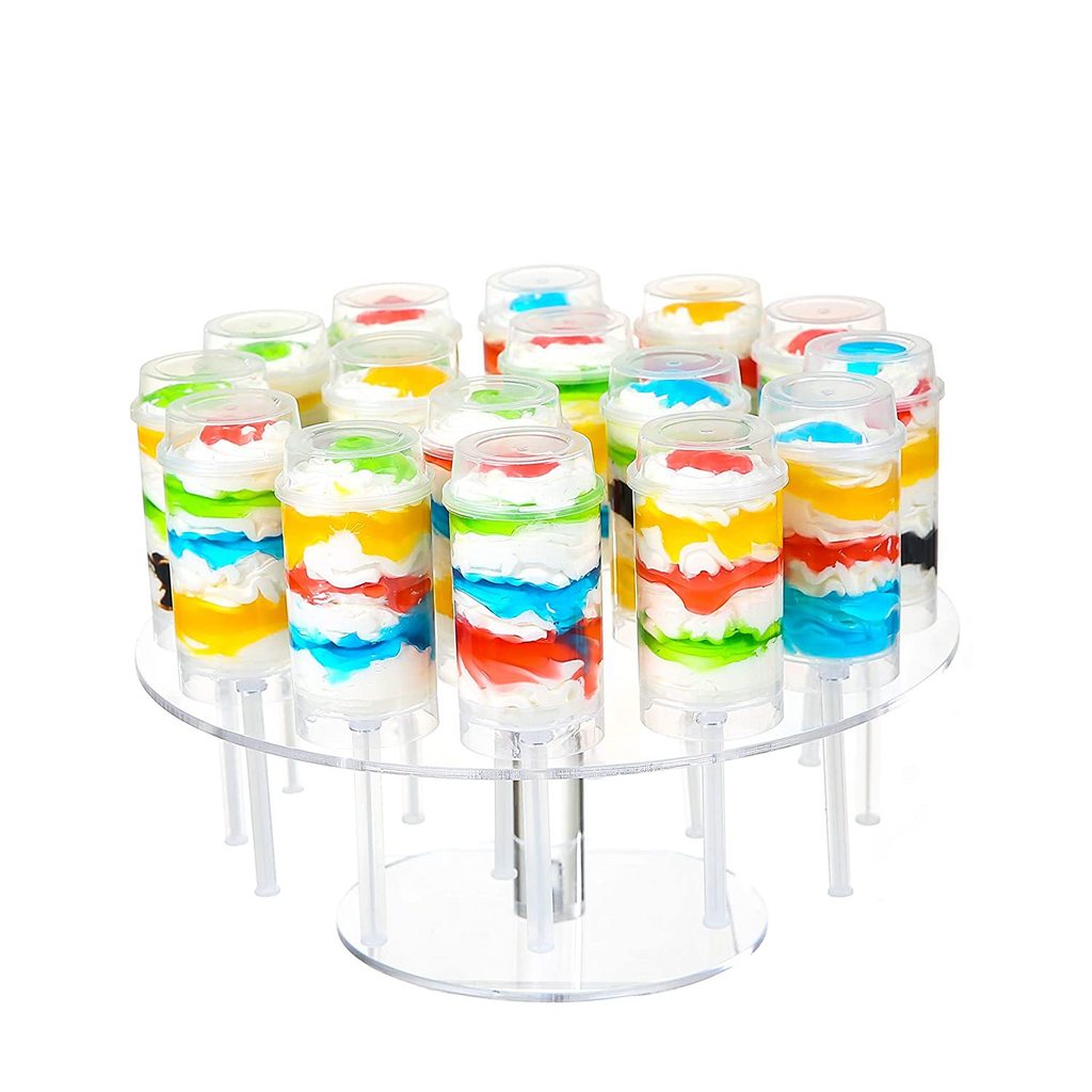 . 16 Hole Acrylic Cake Push-Up Pop Shooter Display Stand Clear Lollipop -