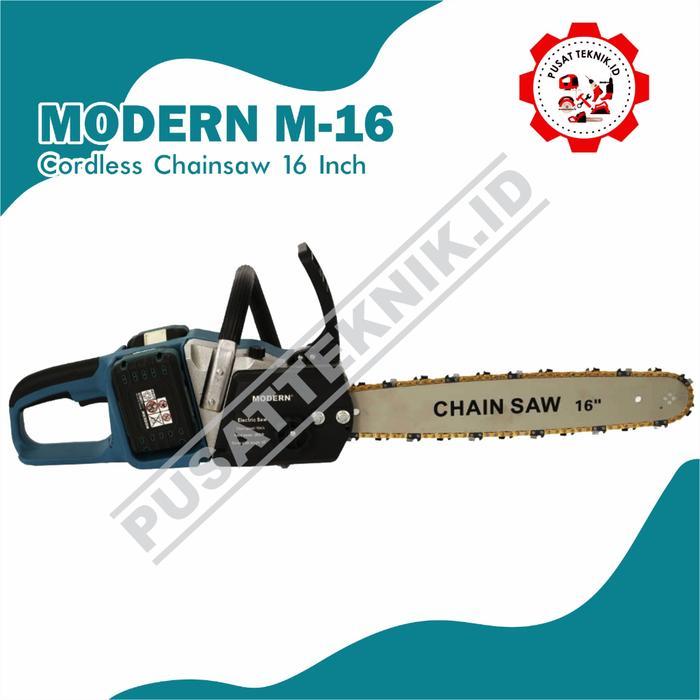 storejayabaru Chainsaw CORDLESS 16" MODERN / Mesin Gergaji baterai Modern 16"