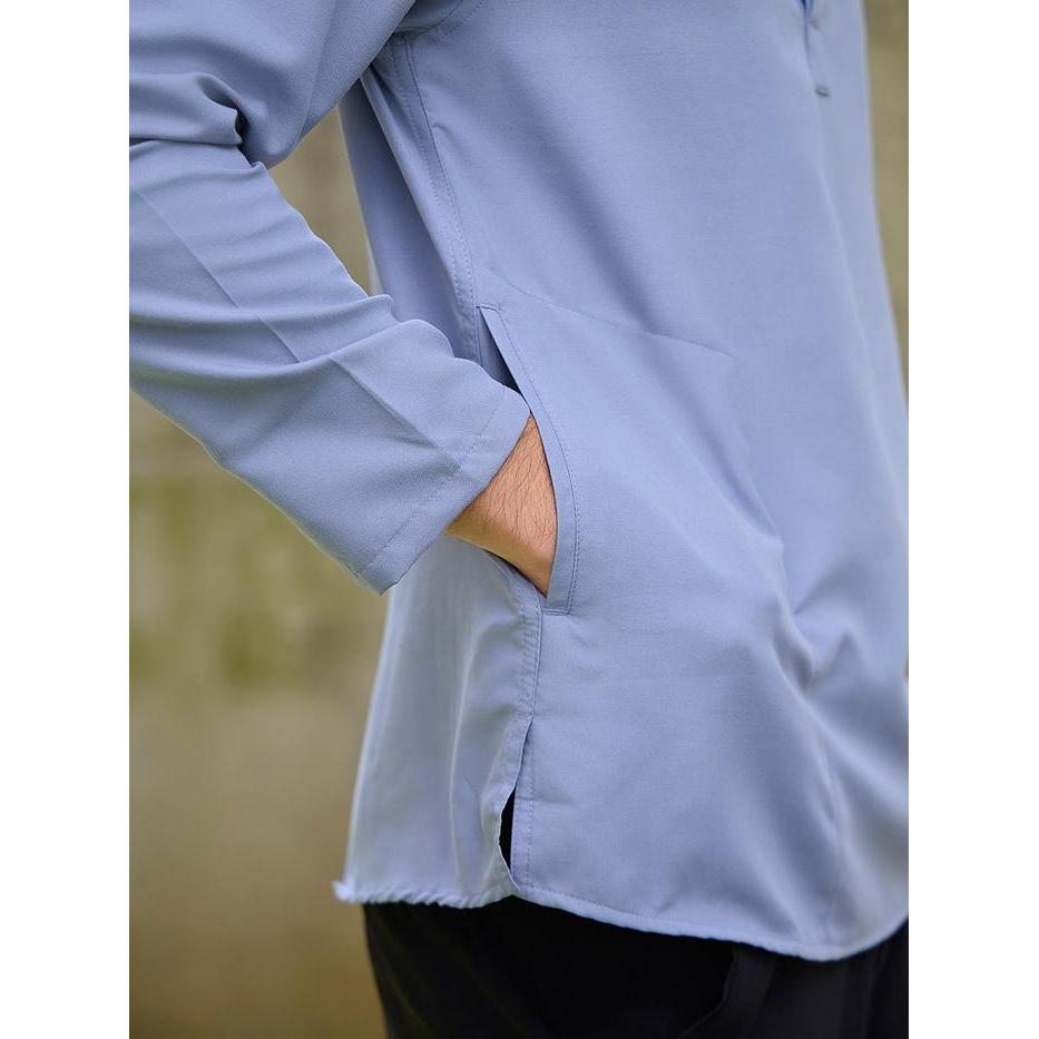 Oxcon Kemeja Koko Tangan Panjang Collarless Azfar