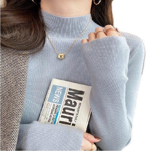 Bellastyle Atasan Rajut Turtleneck Wanita Lengan Panjang Iner Rajut Turtleneck Knit Baju Dalaman