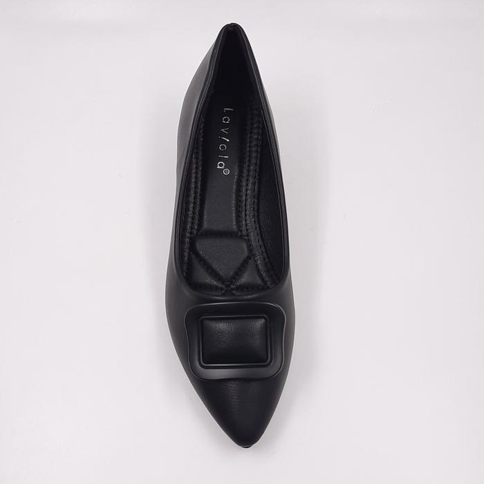 Laviola 3027 Ffy - Sepatu Pantofel Hak Wedges Wanita Tinggi 5 Cm Black Flat Shoes