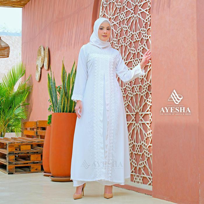 Gamis Putih Wanita Abaya Turkey Mewah Elegan Premium Terbaru