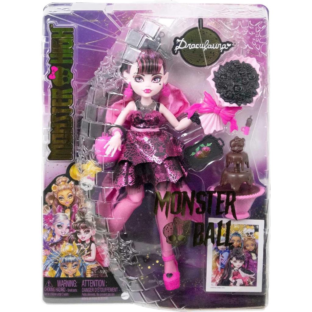 Monster High Monster Ball Doll, Draculaura in Party Dress with Themed Accessories