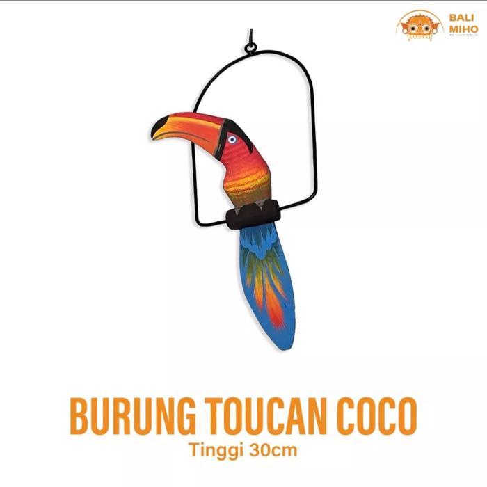 Patung Toucan Coco 30 cm - Patung Burung Kakak Tua - Patung Burung Tukan - Gantungan Patung Burung -