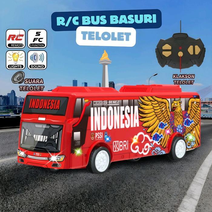 MAINAN ANAK MOBIL REMOTE CONTROL RC BUS BASURI TIMNAS SUARA TELOLET DAN LAMPU RC BUS TIMNAS