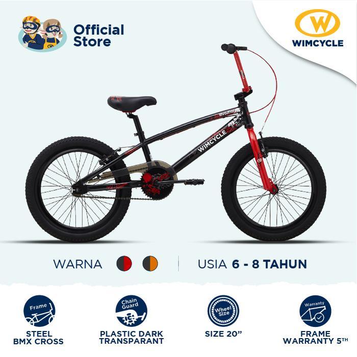 Wimcycle Sepeda Anak BMX Thrasher 20 - Black Red