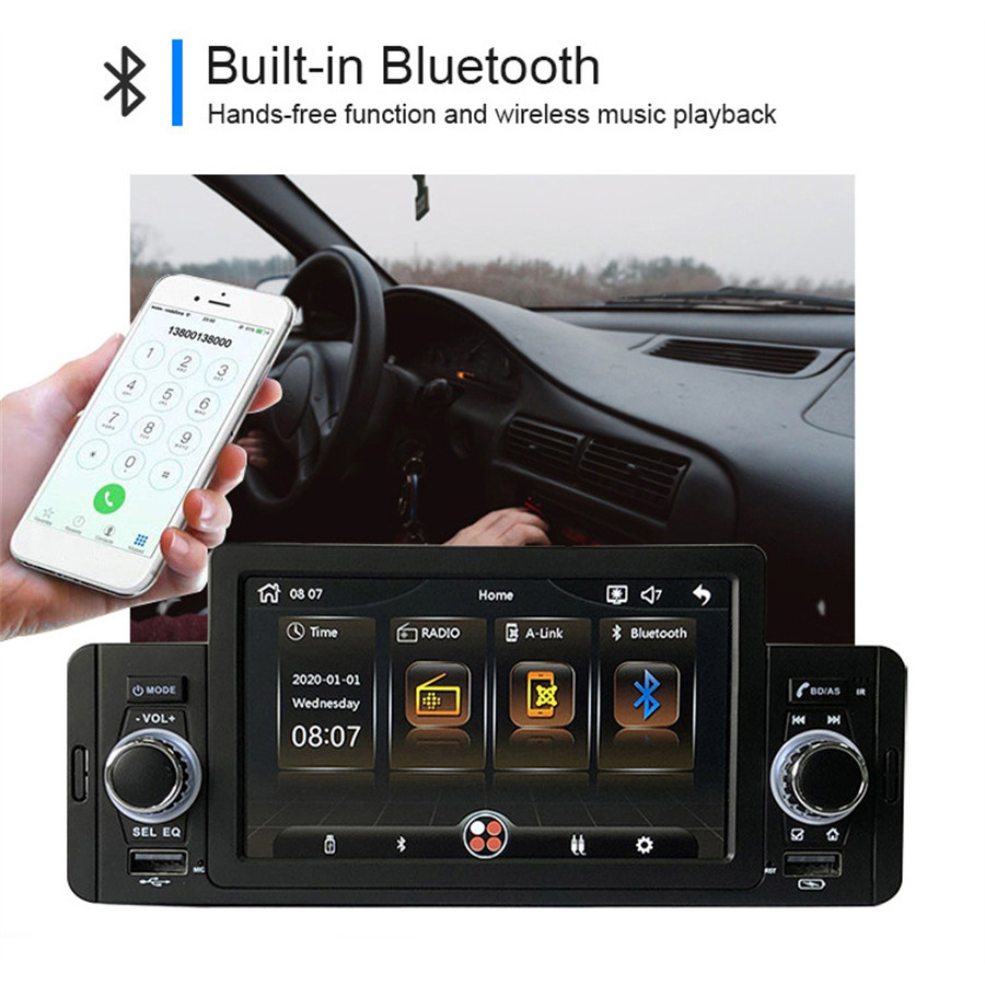 5" TOUCH SCREEN SINGLE 1 DIN VINTAGE CAR DASH RADIO STEREO BLUETOOTH MP5 PLAYER