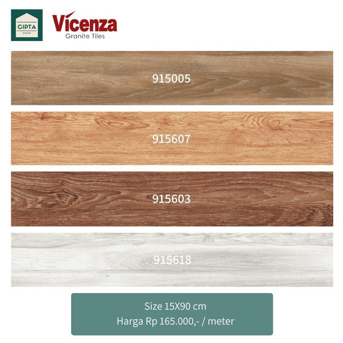 "New" Keramik Vicenza Lantai Motif Parket Kayu 15x90cm