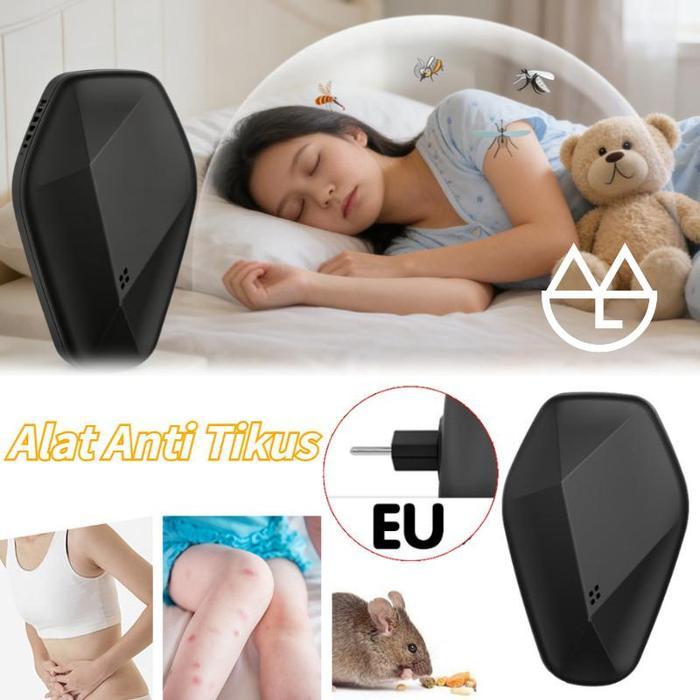 ` Alat Pengusir Tikus Ultrasonik Elektrik EU Certified Anti Tikus Pembasmi Tikus Portabel