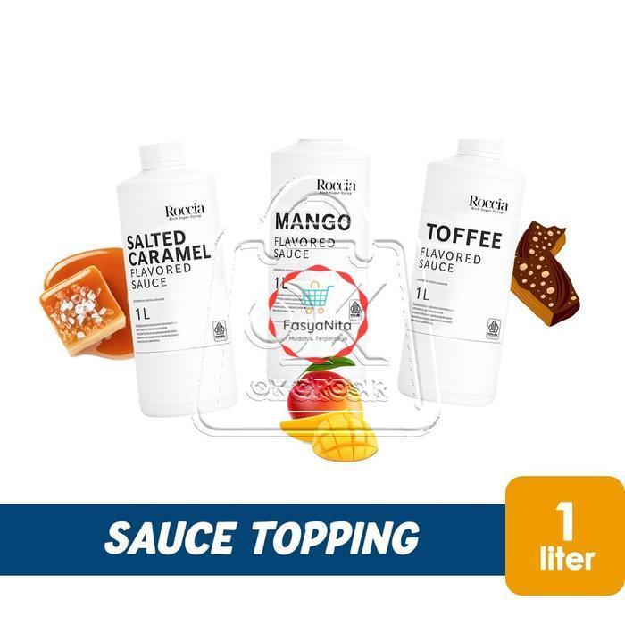 READY STOCK Topping Minuman Roccia Saus Manis Sauce Salted Caramel / Mango / Toffee (1 Liter) -