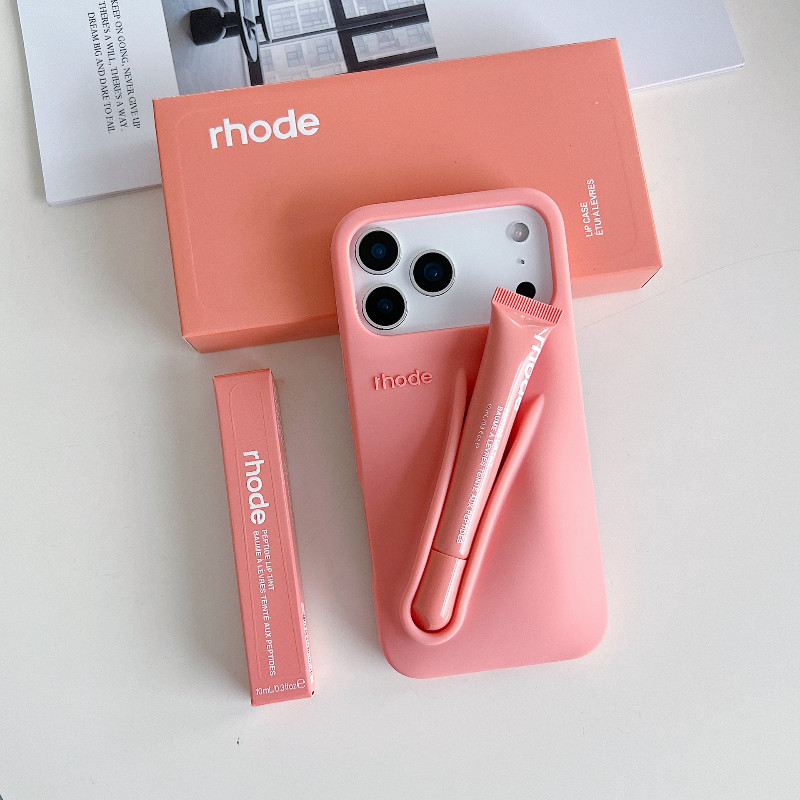 RHODE lip gloss, suitable for iPhone 11/13/14/15/16/17 Pro Max Plus silicone protective case, makeup