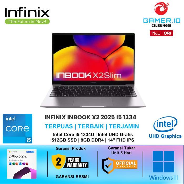 Laptop Infinix Inbook X2 2025 Intel Core  i5 1334U FHD IPS 100% SRGB Windows 11 Office 2024 Gray - G