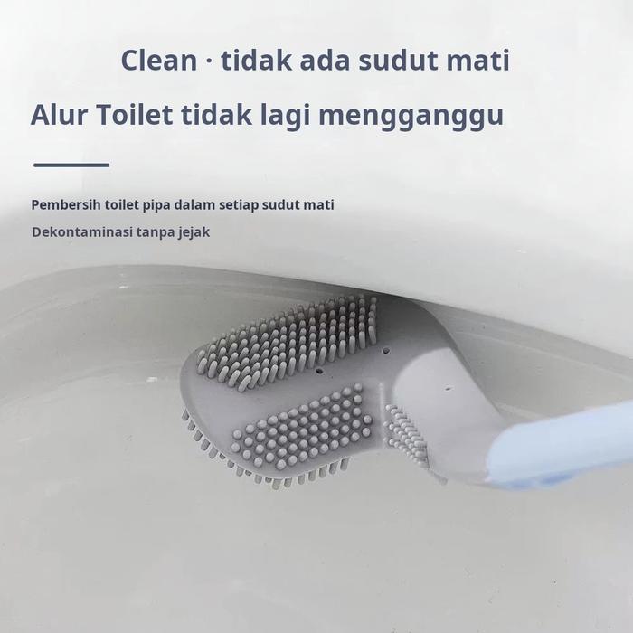 Sikat toilet rumah tangga tanpa sudut mati pegangan panjang untuk mencuci toilet dasar dinding celah