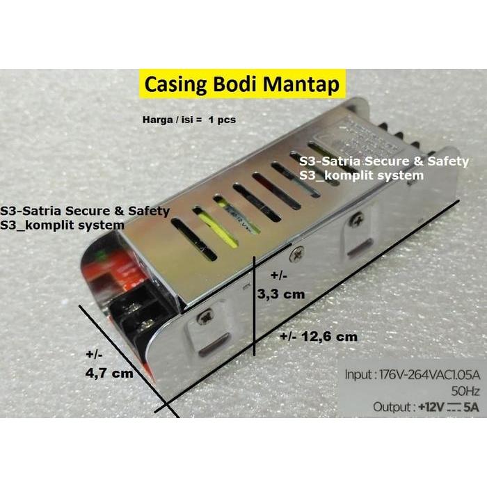 POWER SUPPLY 12V 5A BODY KECIL / POWER SUPPLY SWITCHING 12V 5A