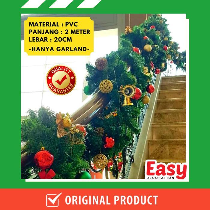 Sale Garland Natal Hiasan Daun Garland Hijau Aksesoris Dekorasi 2 Meter