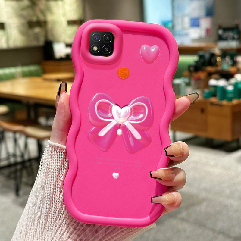 Casing Hp Untuk Xiaomi Redmi 9C NFC 10A POCO C3 C31 Case merah mawar transparan Bow Cesing Polos Kas