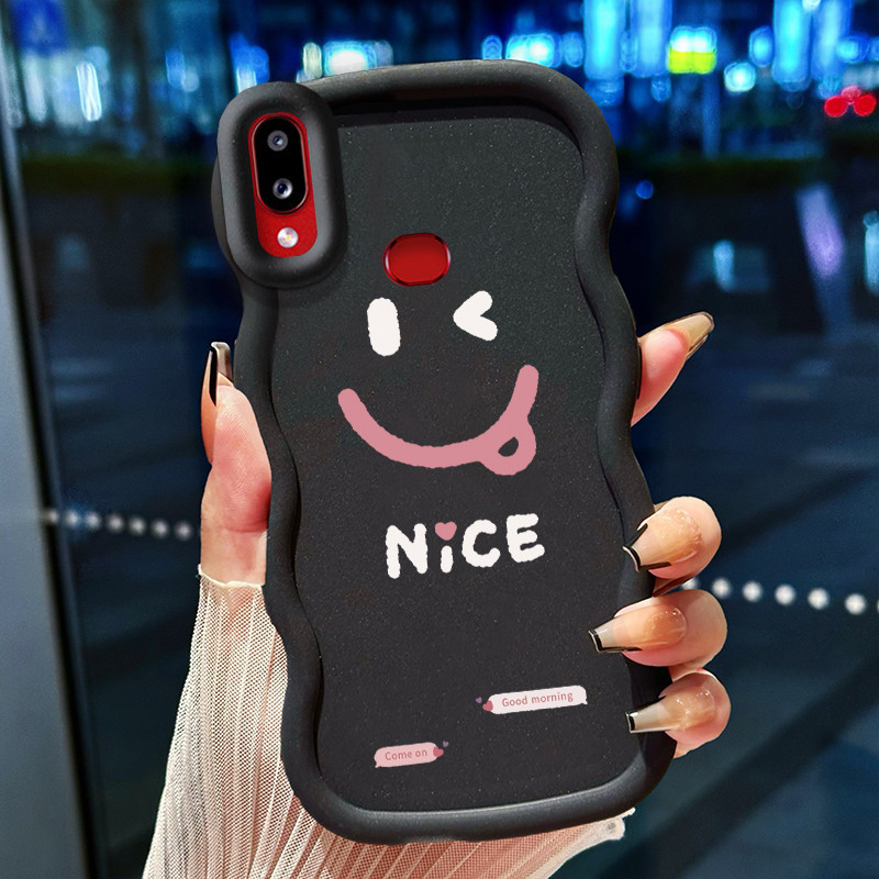 Casing Hp Untuk Samsung A10s M01s Case Nakal wink Emoji Cesing Polos Kasing Macaron gelombang Kesing