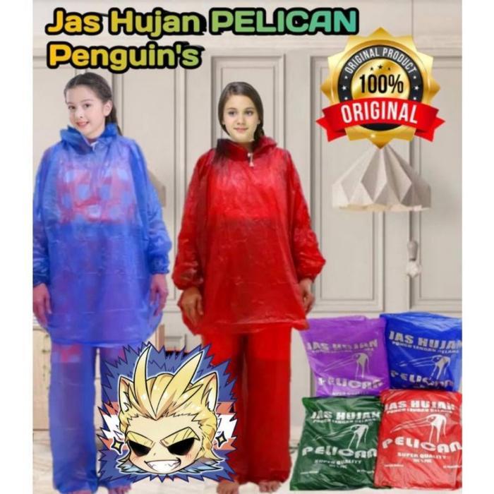 Jas hujan ponco lengan celana jumbo Penguin's Karet Pria wanita trendi