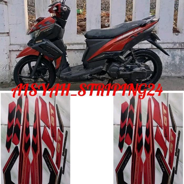 STIKER STRIPING FULL SET BODY MOTOR YAMAHA XEON GT 125 2014 2015 MERAH HITAM Motorcycle