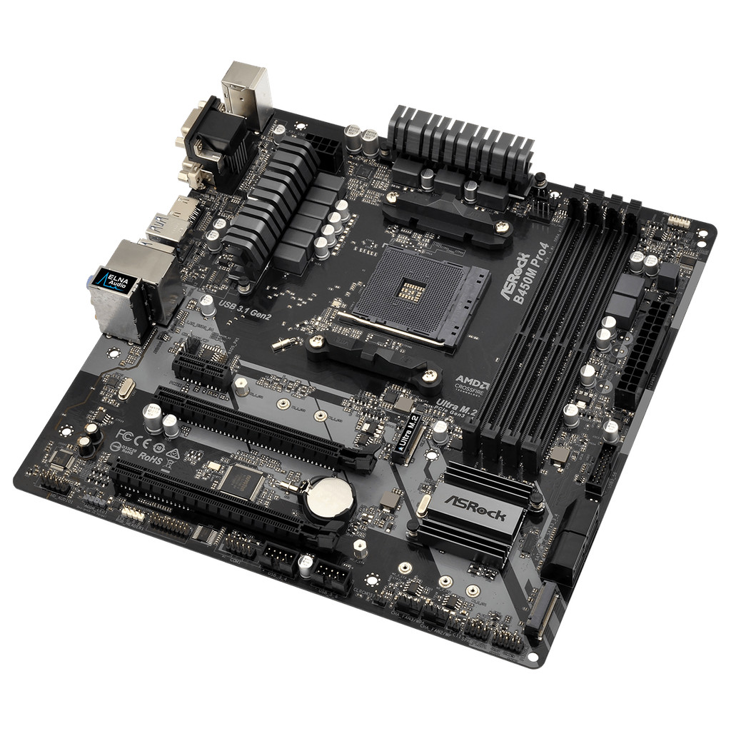 . B450M Motherboard Asrock B450M Pro4 Motherboard Socket Am4 Ddr4 Pci-E -