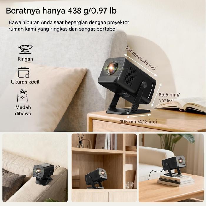 Xgody Gimbal 5 Go Smart Proyektor Lcd - Android 14 - 720P - Built-In Speaker - Netflix - Youtube -