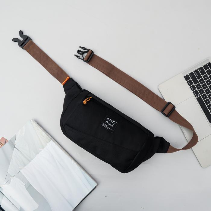 ORIGINAL ANT PROJECT - Waistbag Pria ZENON BLACK Slingbag READY STOCK