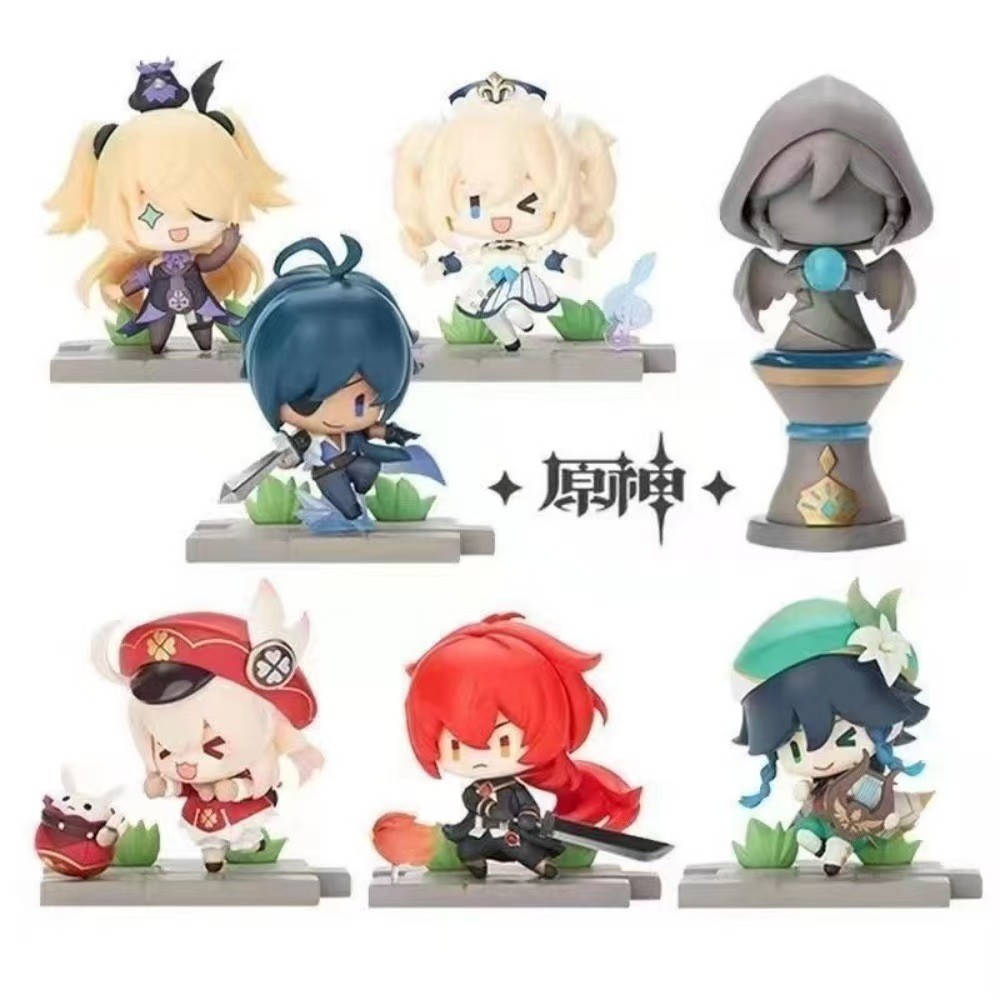 Game Genshin Impact Figure Kawaii Mondstadt Series Figurines Venti Klee Kaeya Desktop Ornament PVC