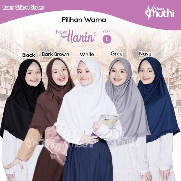 Kerudung Bergo Anak Remaja Jilbab Hanin Original SD SMP SMA Sekolah Nyaman Putih Hitam Syari *