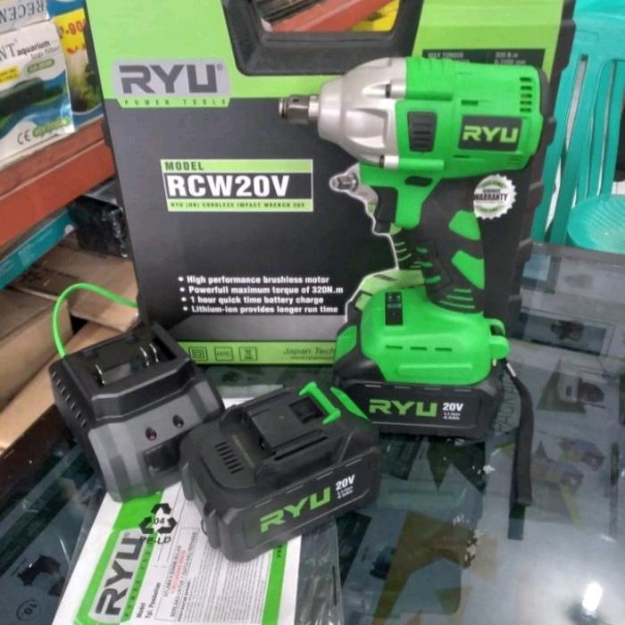 Mesin Bor Impact Baterai Buka Baut Ban RYU RCW 20V