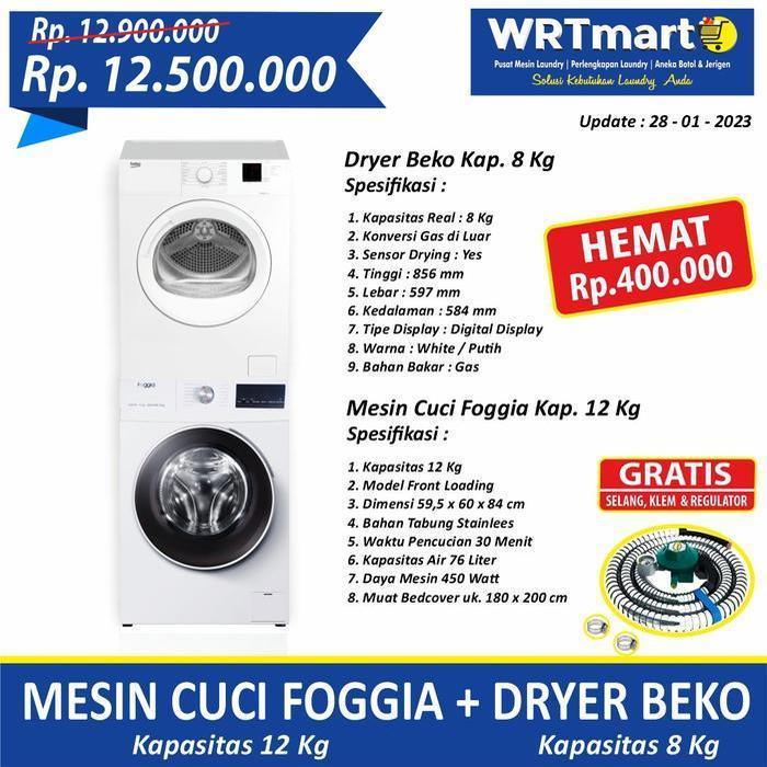 PAKET HEMAT MESIN LAUNDRY / PAKET WASHER DAN DRYER FOGGIA BEKO