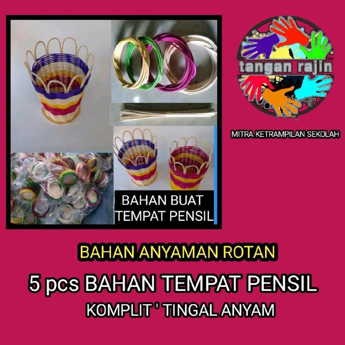 ` Tempat Pensil 5 Pcs Bahan Siap Anyam dari Rotan - Mitra Keterampilan Sekolah - Toys
