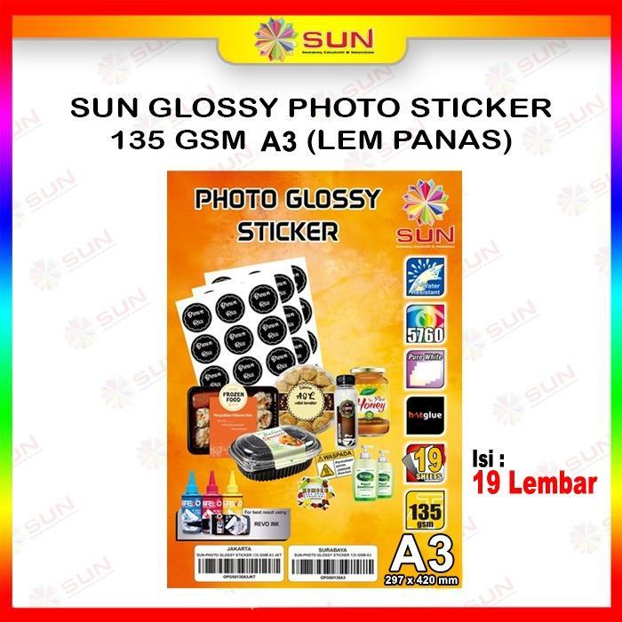 Kertas Stiker Foto Glossy A3 - Glossy Photo Sticker Paper 145 Gram ( Support Printer Inkjet)