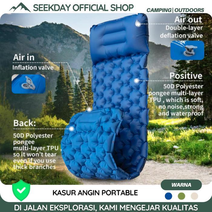 Seekady Kasur Angin Portable Kasur Tiup Camping Kasur Tidur Angin Sleeping Pad Pemasangan tiup