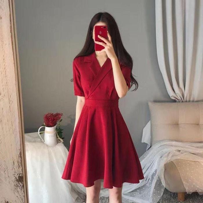 DresQuu- Sadona Dress Korea Wanita Model Pita Belakang