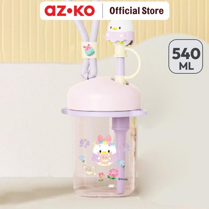 AZKO Ataru 540 ml Botol Minum Plastik Dengan Sedotan Disney - Ungu Tumbler Botol Air Tempat Minum