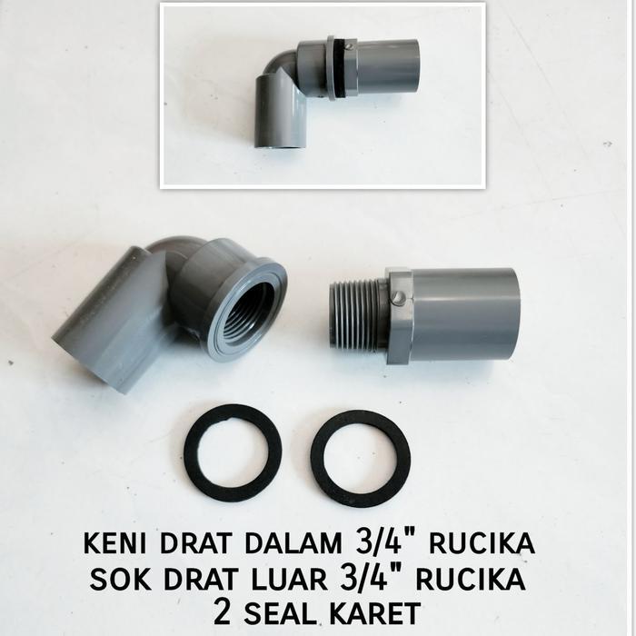 ID KENI DRAT DALAM DAN SOK DRAT LUAR 3/4" INCH AW RUCIKA PLUS SEAL KARET