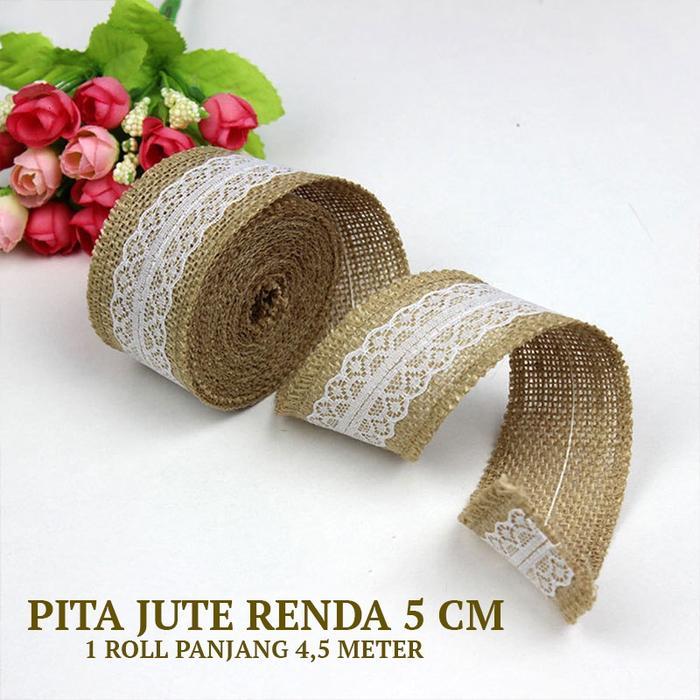 [5 Cm X 5 Yard] Pita Jute Renda / Pita Goni Rustic