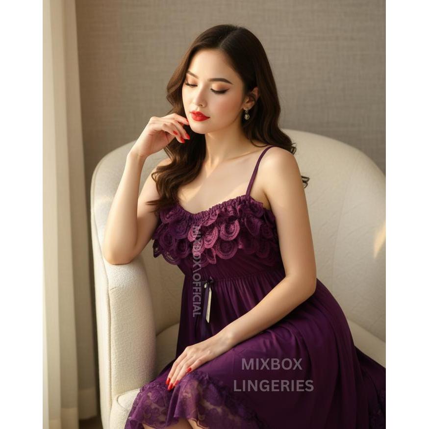 Pakaian dalam haram wanita Dress Lingerie Lace non transparan LD 130 Rossa (2)