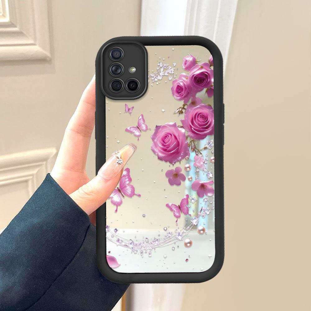 Casing Hp Untuk Compitable With Samsung Galaxy A71 Cermin Softcase Case Phone Kesing Bunga 1617 JZ