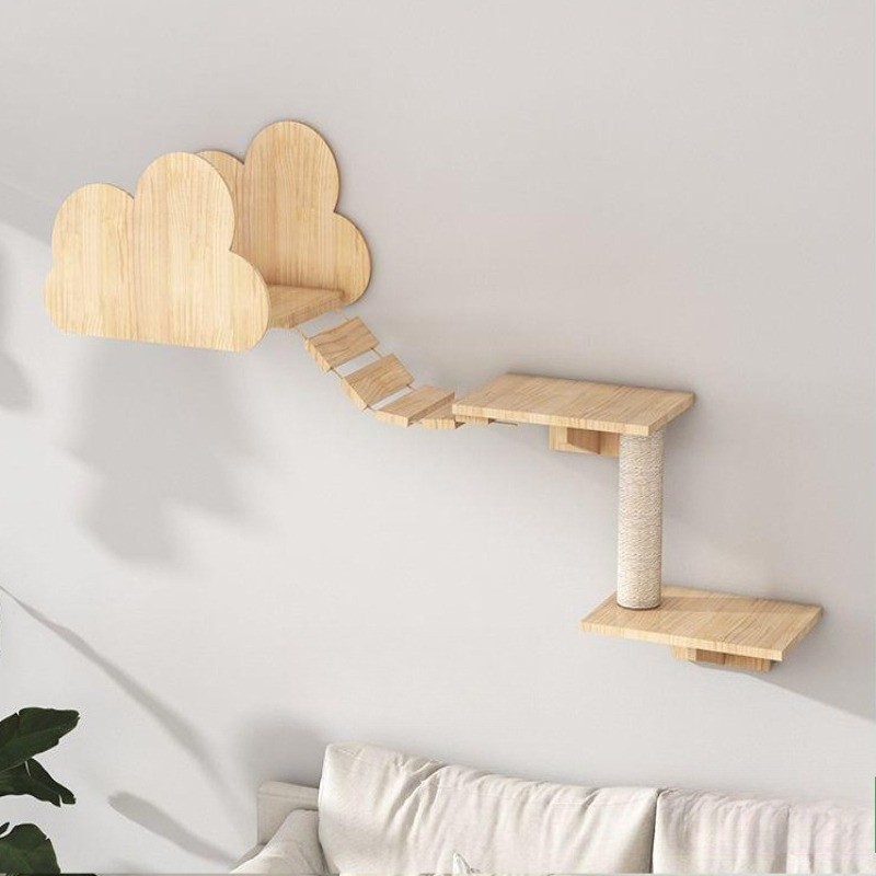 DIY Free Matching Solid Wood Cat Tree Wall Cat Climbing Frame Wall Cat Tower Scratching Column