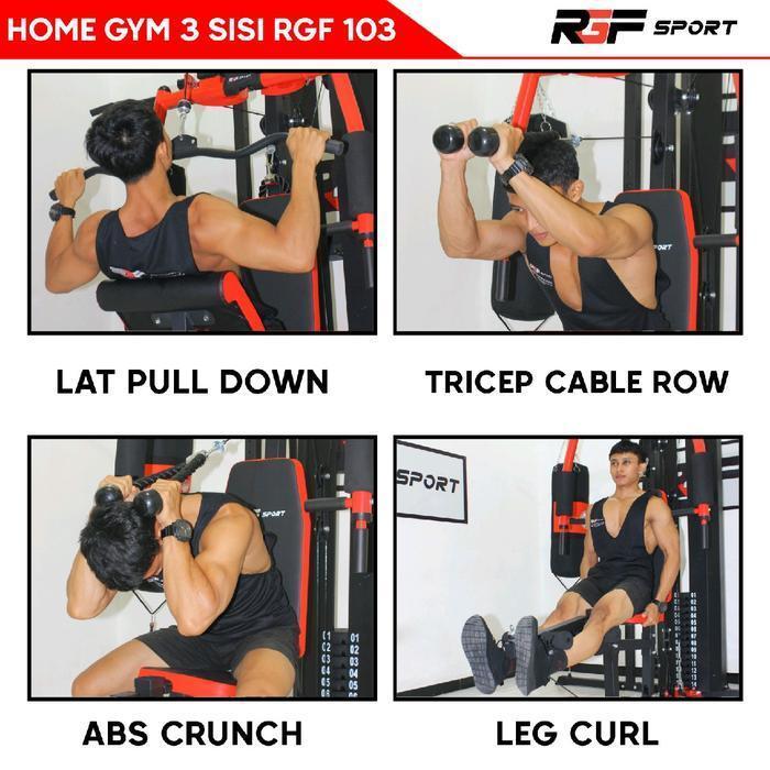 ALAT ANGKAT BEBAN + ALAT PEMBENTUK OTOT MULTYGYM HOME GYM 3 SISI MEREK RGF SPORT TIPE RGF 103 BEST