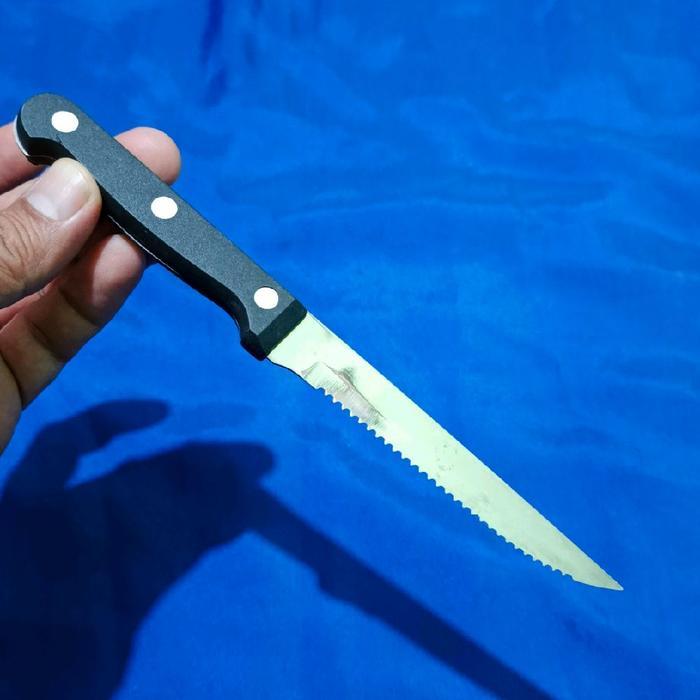 PISAU STEAK STAINLESS (PANJANG 21CM) KUAT TAMPA SAMBUNGAN STAINLESS TERMURAH / PISAU GERIGI PISAU