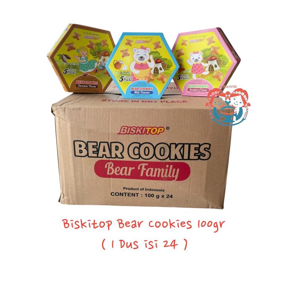Biskitop Bear Cookies 100 Gram (Kemasan DUs isi 24) Biskuit Bentuk Beruang Lucu Isi Cream Varian