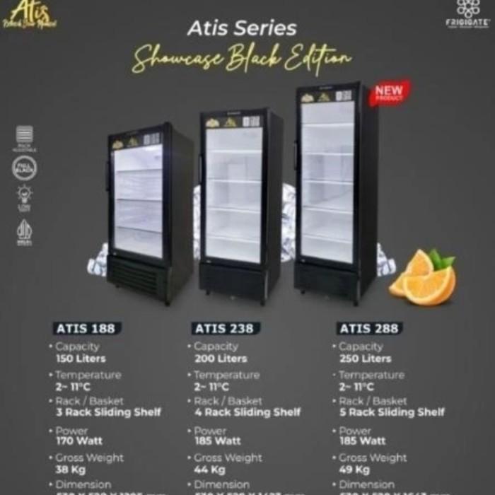Promo FRIGIGATE SCA-288 ATIS Showcase pendingin kapasitas 250 liter 5 Rak - hitam, 10