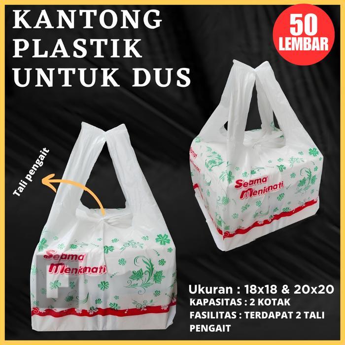 Kantong Plastik Dus Nasi 18X18 20X20 22X22 50 Lembar / Plastik Kardus Kotak Nasi Besek Catering Uk