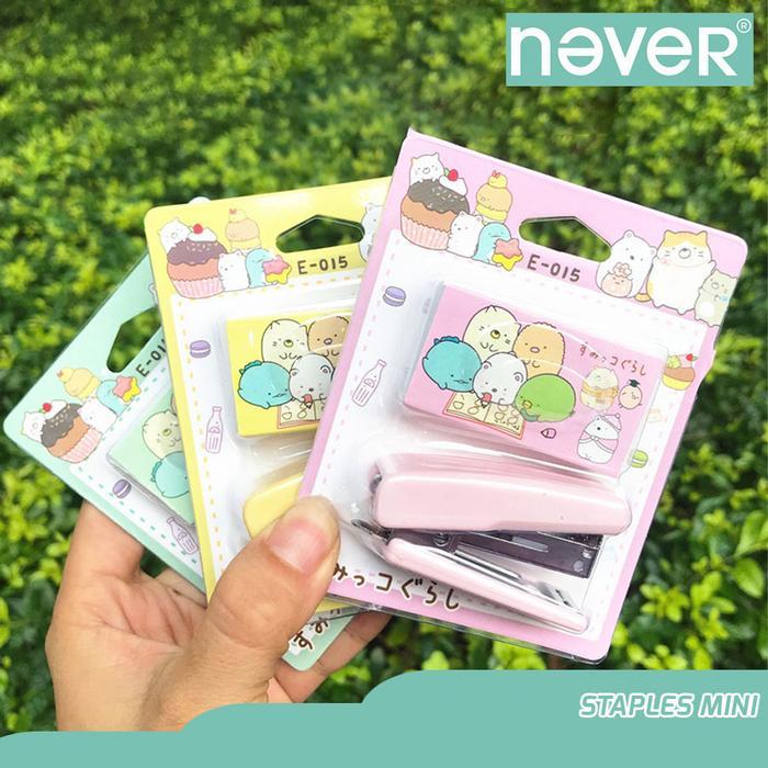FREE ISI Stapler cute set/ Staples lucu mini karakter Binder Stationery