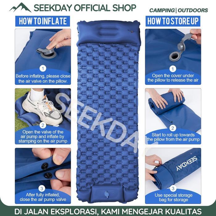 Seekady Kasur Angin Portable Kasur Tiup Camping Kasur Tidur Angin Sleeping Pad Pemasangan tiup
